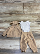 Nike 3pc Full Zip Hoodie & Bodysuit Set Brown sz 3m