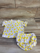 Cat & Jack 2pc Lemon Ribbed Shirt & Bloomer Set White sz 18m