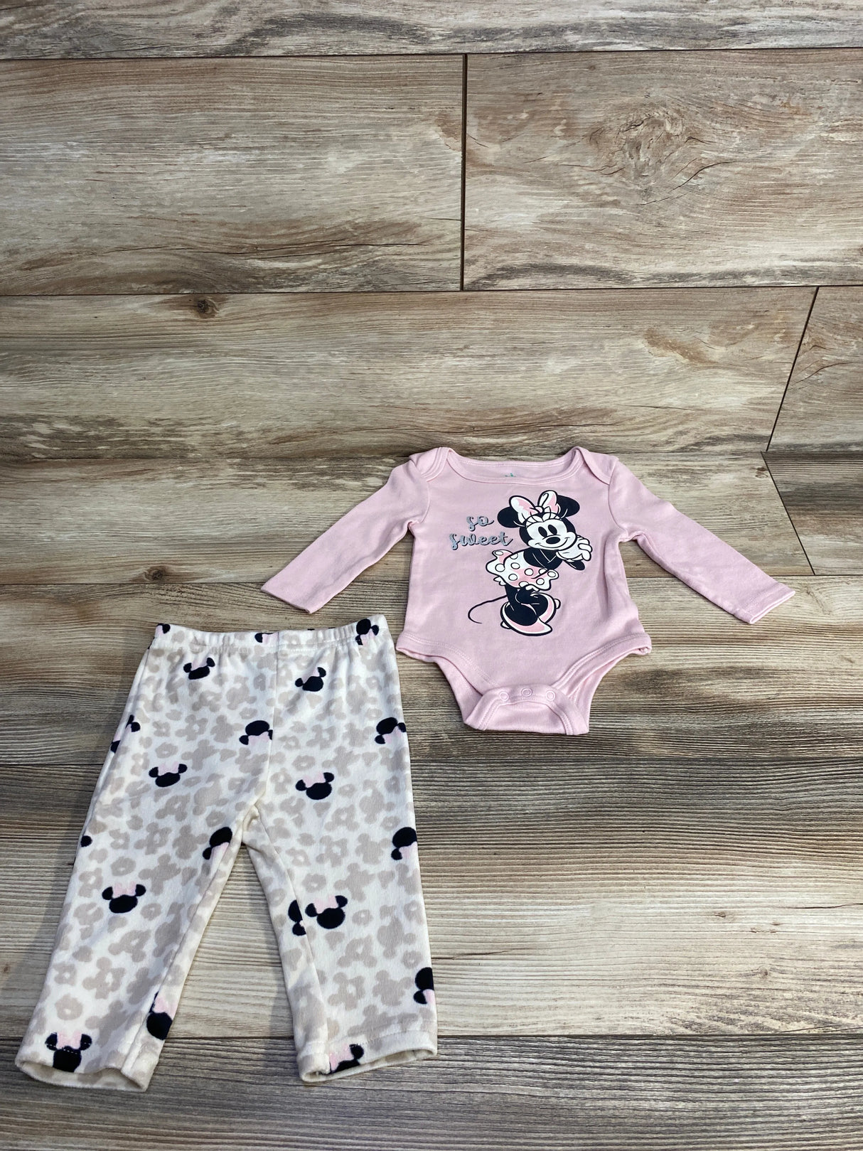 Disney Baby 2pc Minnie Mouse So Sweet Bodysuit Set Pink sz 3-6m