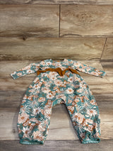 Burt's Bees Baby Floral Ruffle Coverall Teal sz 12m
