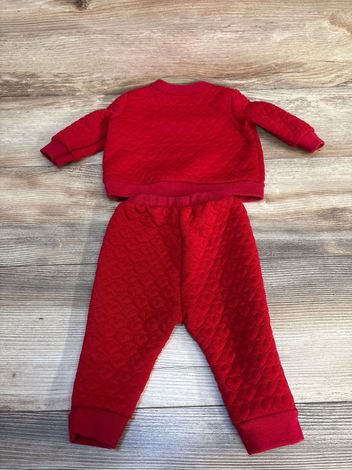 Cat & Jack Heart Print Sweatshirt & Bottoms Set Burgundy sz 3-6m