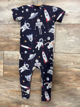 Bums & Roses I Need Space Short Sleeve Romper Navy sz 12-18m