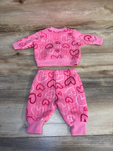 Just Lizzy Ribbed 2pc Heart Print Sweatshirt Pink sz 0-3m