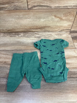 Just One You 2pc Dinosaur Bodysuit & Pants Set Green sz Newborn