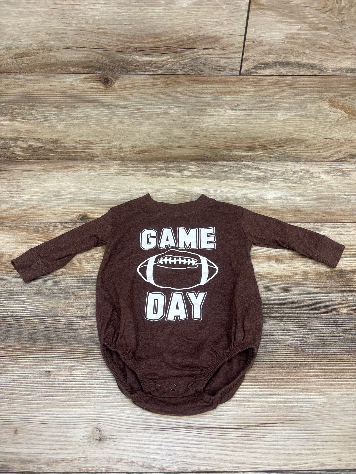 Children's Place Long Sleeve 'Game Day' Bodysuit Brown sz 3-6m