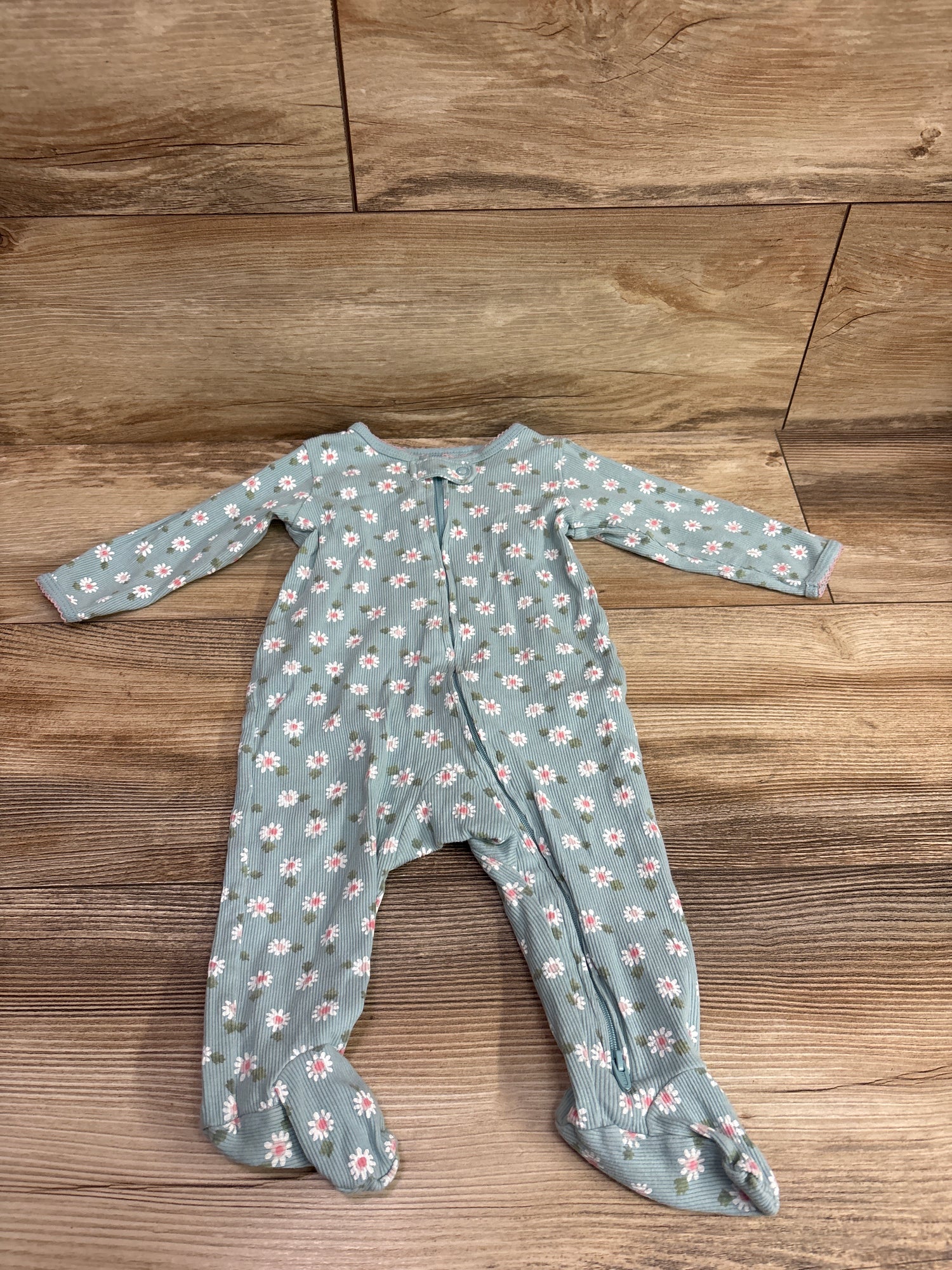Carter's Ribbed Floral Sleeper Blue sz 6m