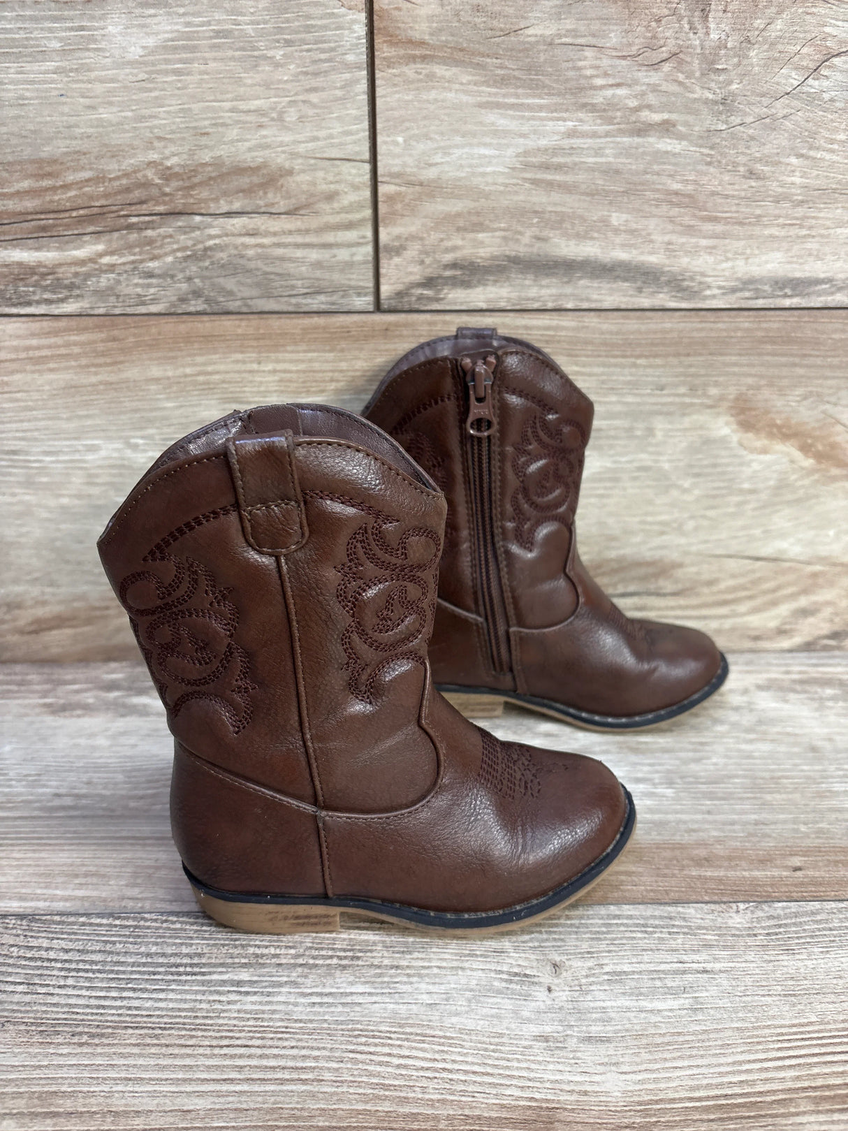Cat & Jack Girls' Memphis Zipper Western Boots Brown sz 8c - Me n Mommy To Be