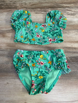 Cat & Jack 2pc Floral Puff Sleeve Swimsuit Green sz 3T