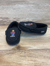 Ralph Lauren Dezi IV Polo Bear Faux-Suede Slipper Black sz 5c