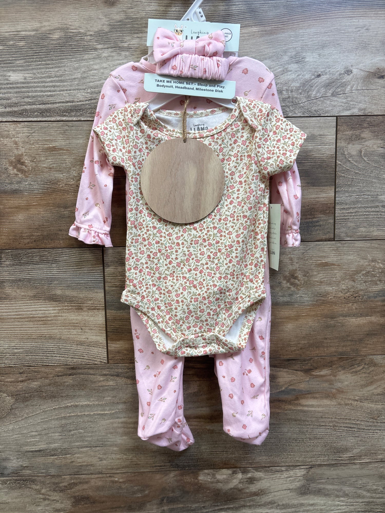 NEW Laughing Llama 4pc Take Me Home Layette Set Pink sz 6m