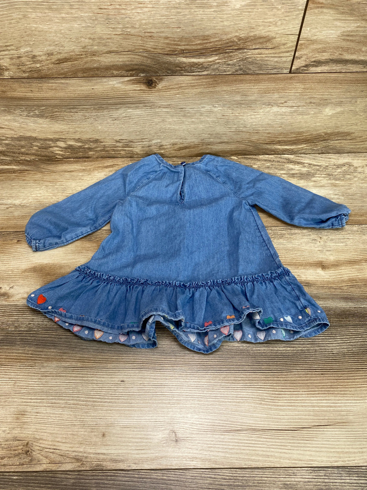 Old Navy Embroidered Heart Peplum Dress Blue sz 18-24m