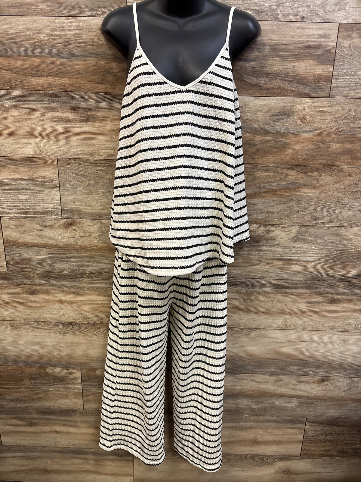 Shein Maternity 2pc Knit Striped Sleeveless Top & Pants Set White sz Large