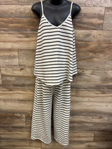 Shein Maternity 2pc Knit Striped Sleeveless Top & Pants Set White sz Large