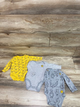 Amazon Essentials 3pk Disney Winnie The Pooh Bodysuits Grey/Yellow sz 9m