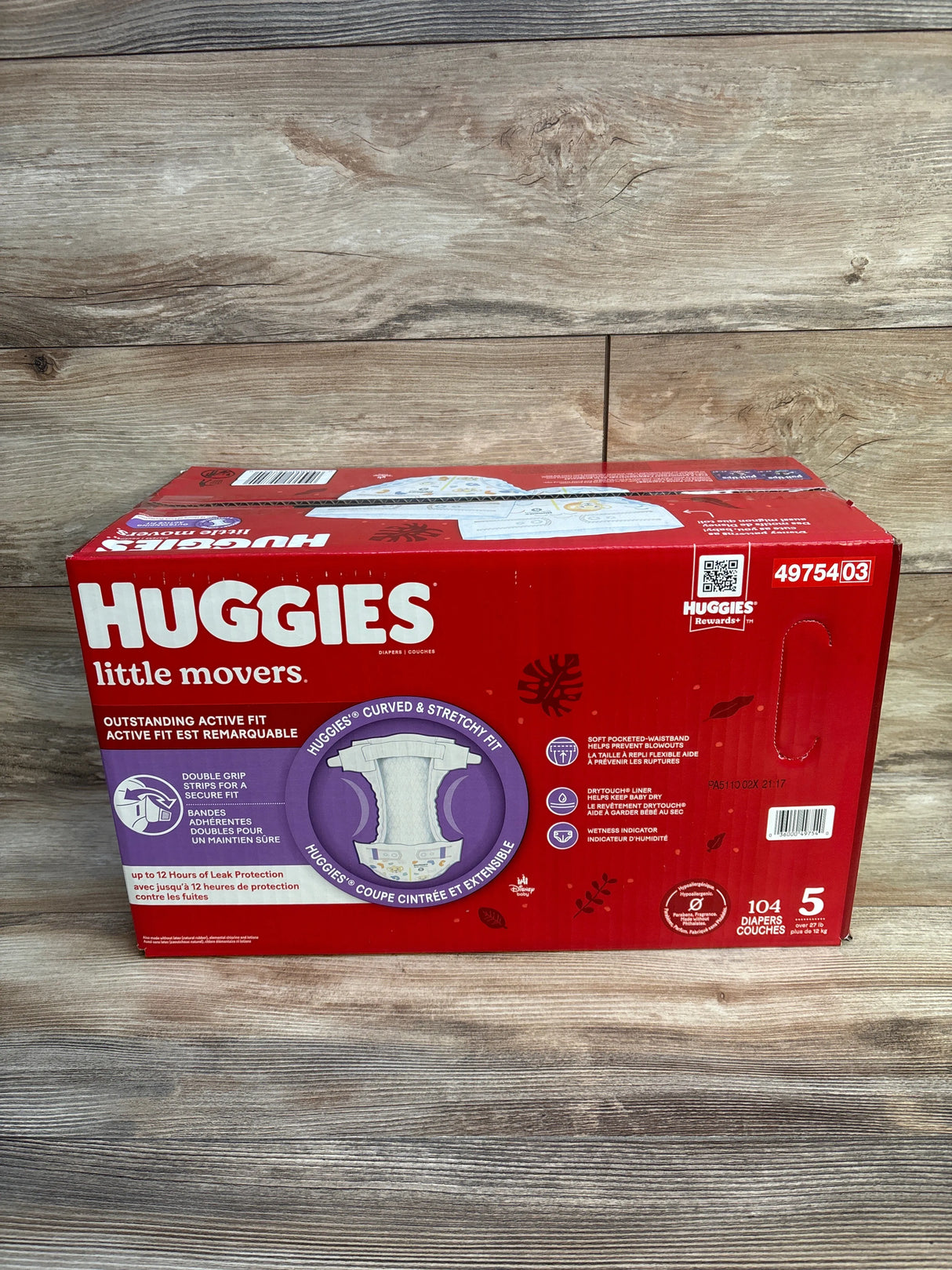 NEW Box of Huggies Little Movers Baby Disposable Diapers 104ct, Size 5