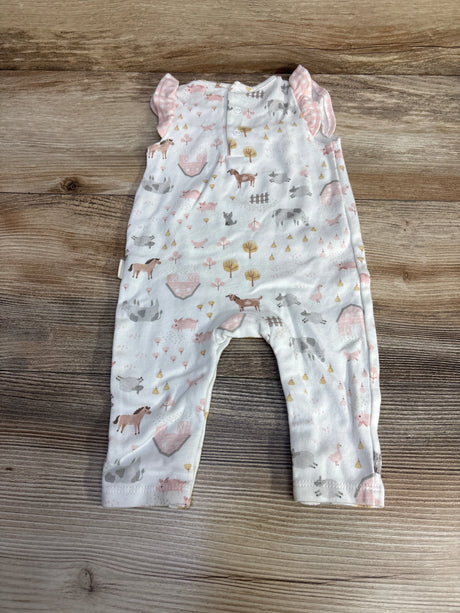 Rabbit + Bear Animal Print Romper White sz 0-3m - Me n Mommy To Be