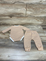 Rabbit + Bear 2pc Striped Bodysuit & Pants Orange sz 3-6m