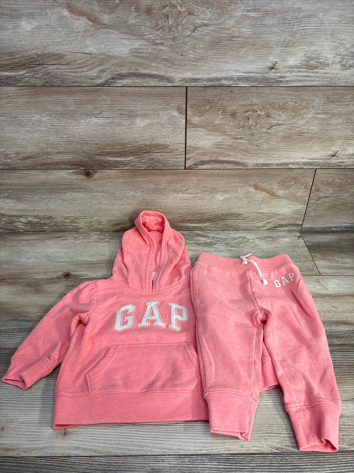 Baby Gap 2pc Pull Over Hoodie & Jogger Set Peach sz 18-24m