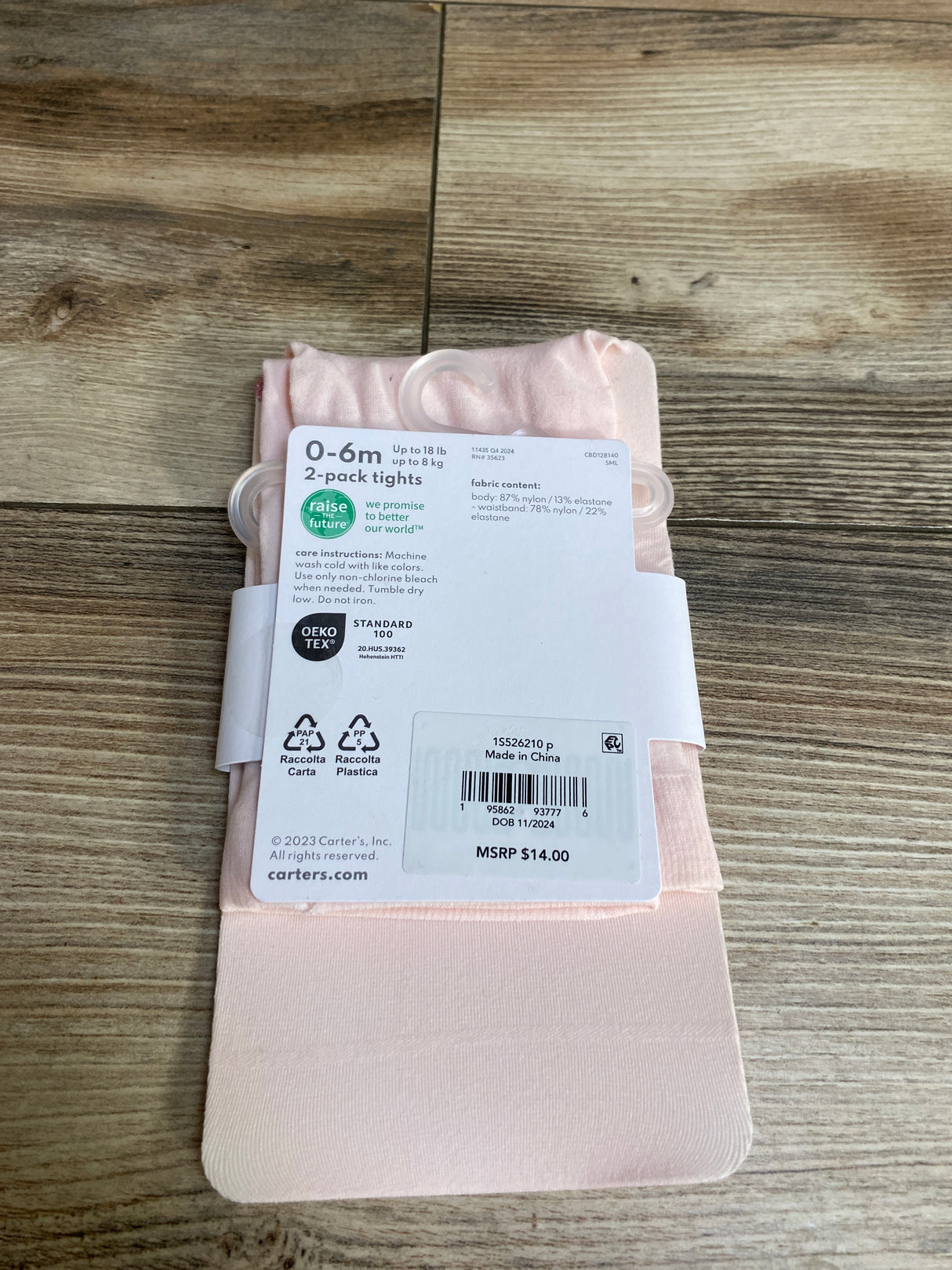 NEW Carter's Tights Pink Heart Print sz 0-6m