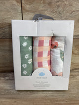 NEW Cloud Island 3pk Muslin Swaddle Blanket in  Floral Gingham