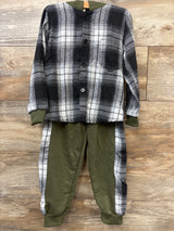 Gerichy 2pc Hooded Button-Up Flannel & Pants Set Grey sz 4T