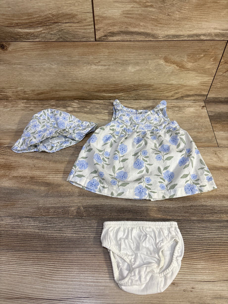 Just One You 3pc Floral Dress + Bloomers + Sunhat White sz Newborn - Me n Mommy To Be