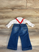 Cat & Jack 3pc Heart Button Up Shirt & Suspender Set White sz 6-9m