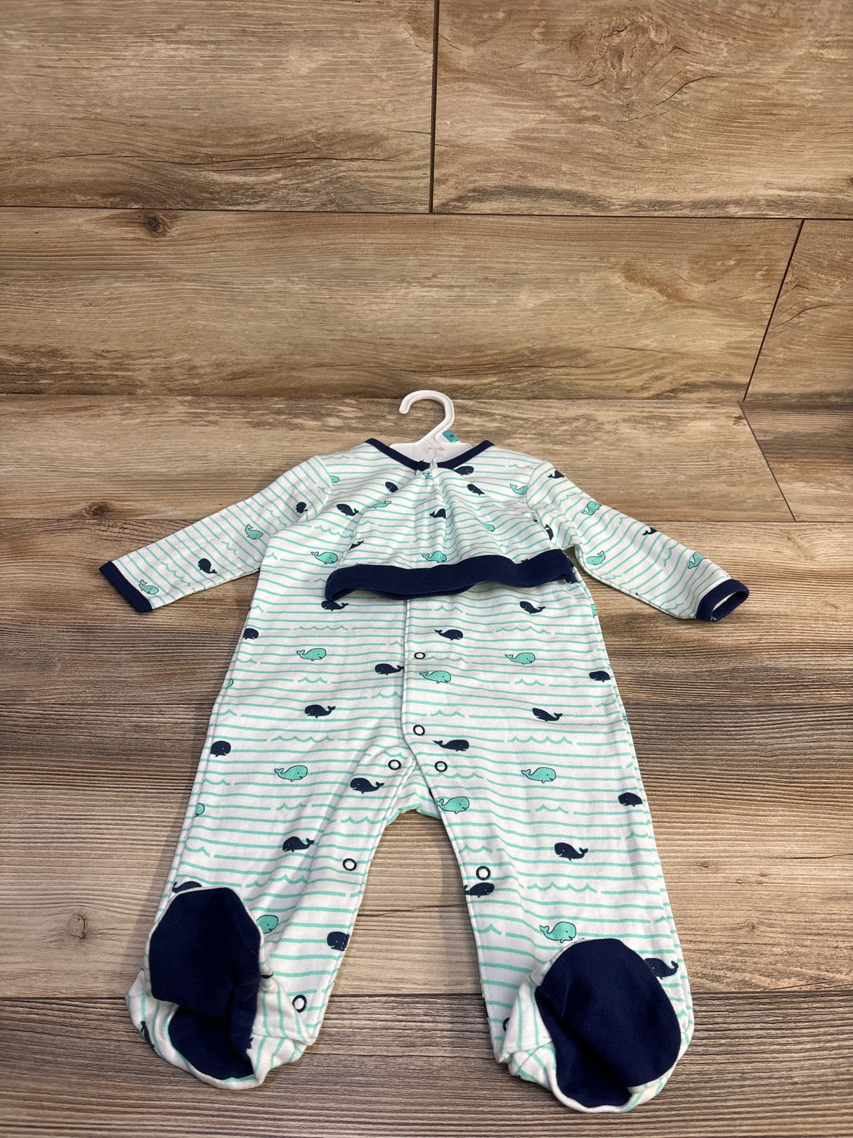NEW Little Me 2pc Whale Print Sleeper & Hat White sz 6m - Me n Mommy To Be