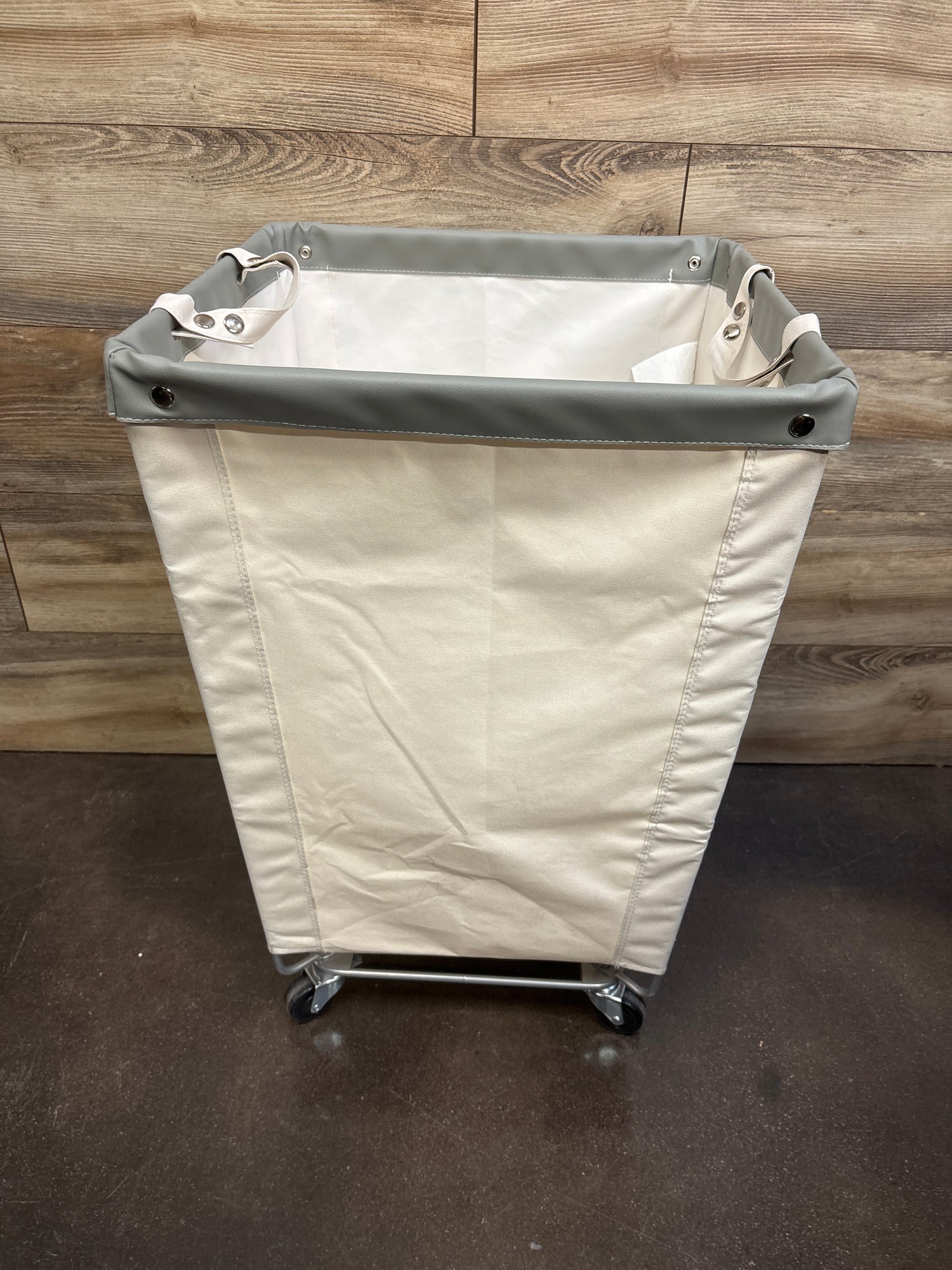 Seville Classics Natural White Commercial Rolling Canvas Laundry Room Hamper