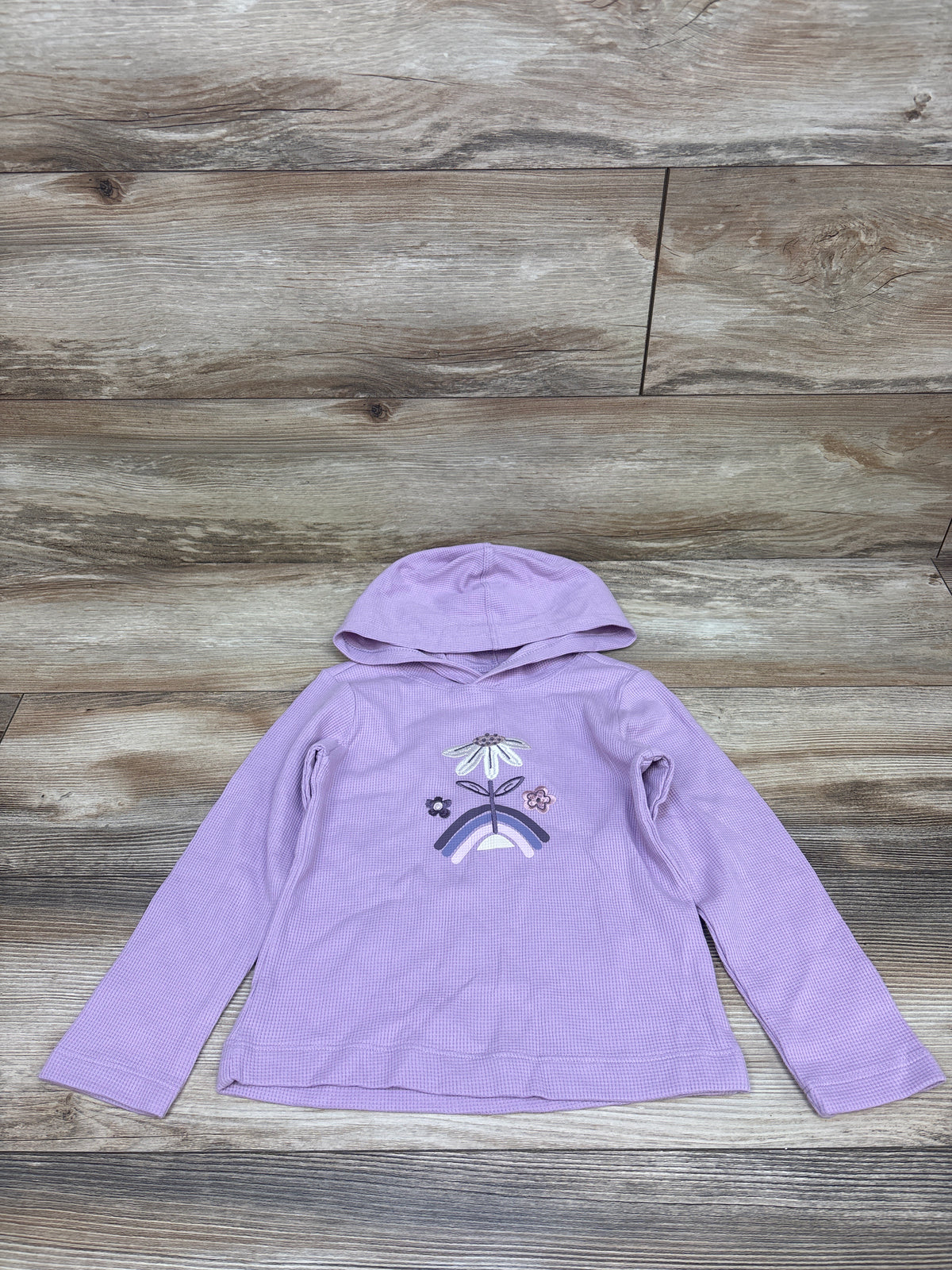 Pekkle Waffle Knit Embroidered Sweatshirt Purple sz 4T