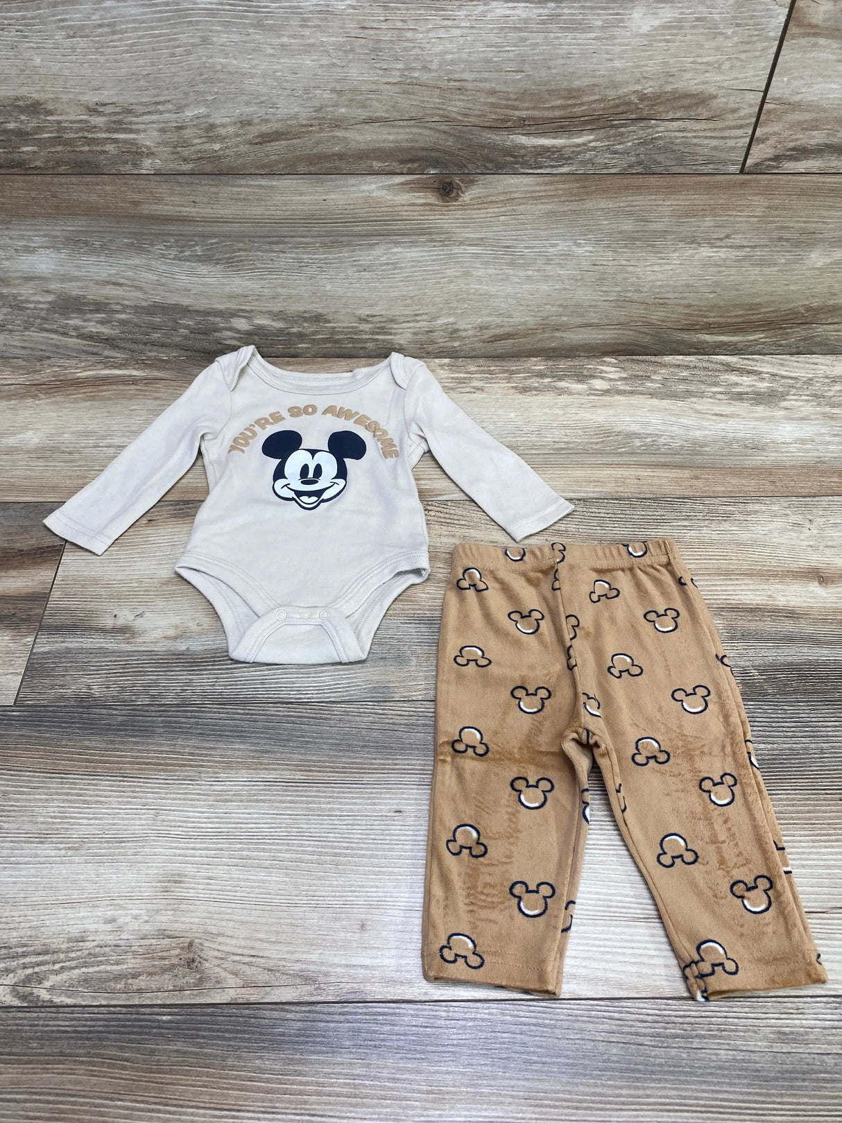 Disney Baby You're So Awesome Bodysuit & Pants Beige sz 0-3m