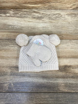 NEW NYGB 2pc Knit Pom Pom Beanie & Mittens sz 0-6M