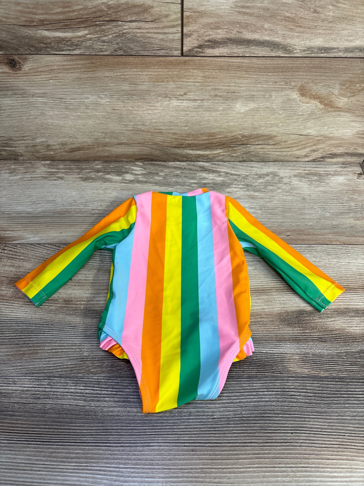 Old Navy 1pc Striped Front Zip Rashguard Swimsuit Pink sz 0-3m - Me n Mommy To Be
