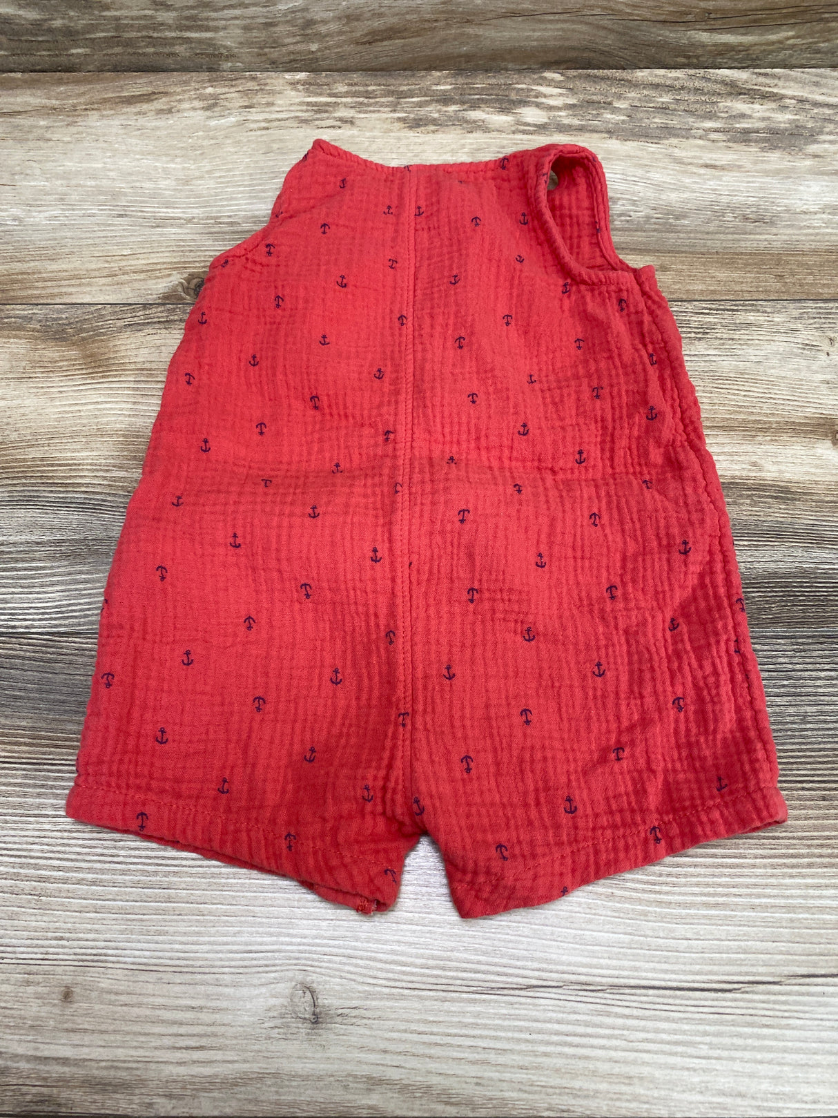 Just One You Anchor Print Shortie Romper Red sz 9m