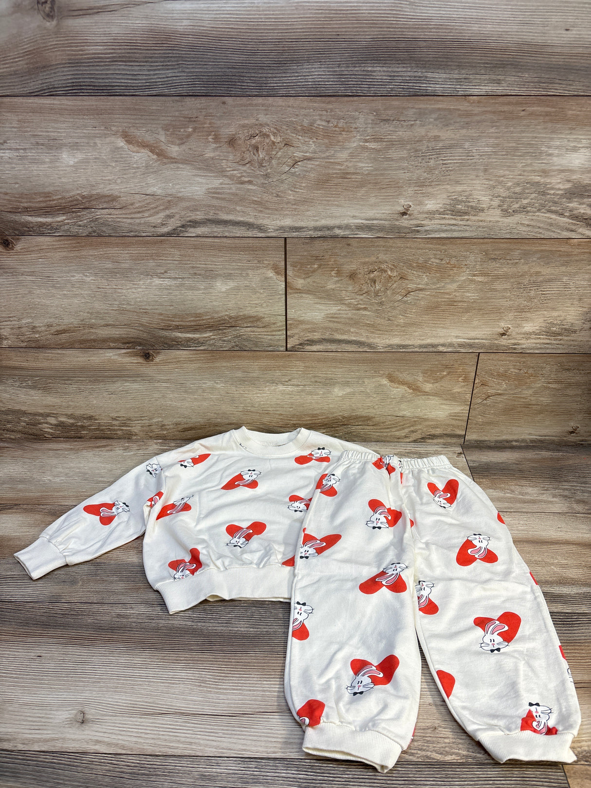 Ante.j Bunny Hearts 2pc Sweatshirt & Joggers Set White sz 5T