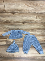 Baby Gear 3pc Minky Dot Top & Pants Set Blue sz 3-6m