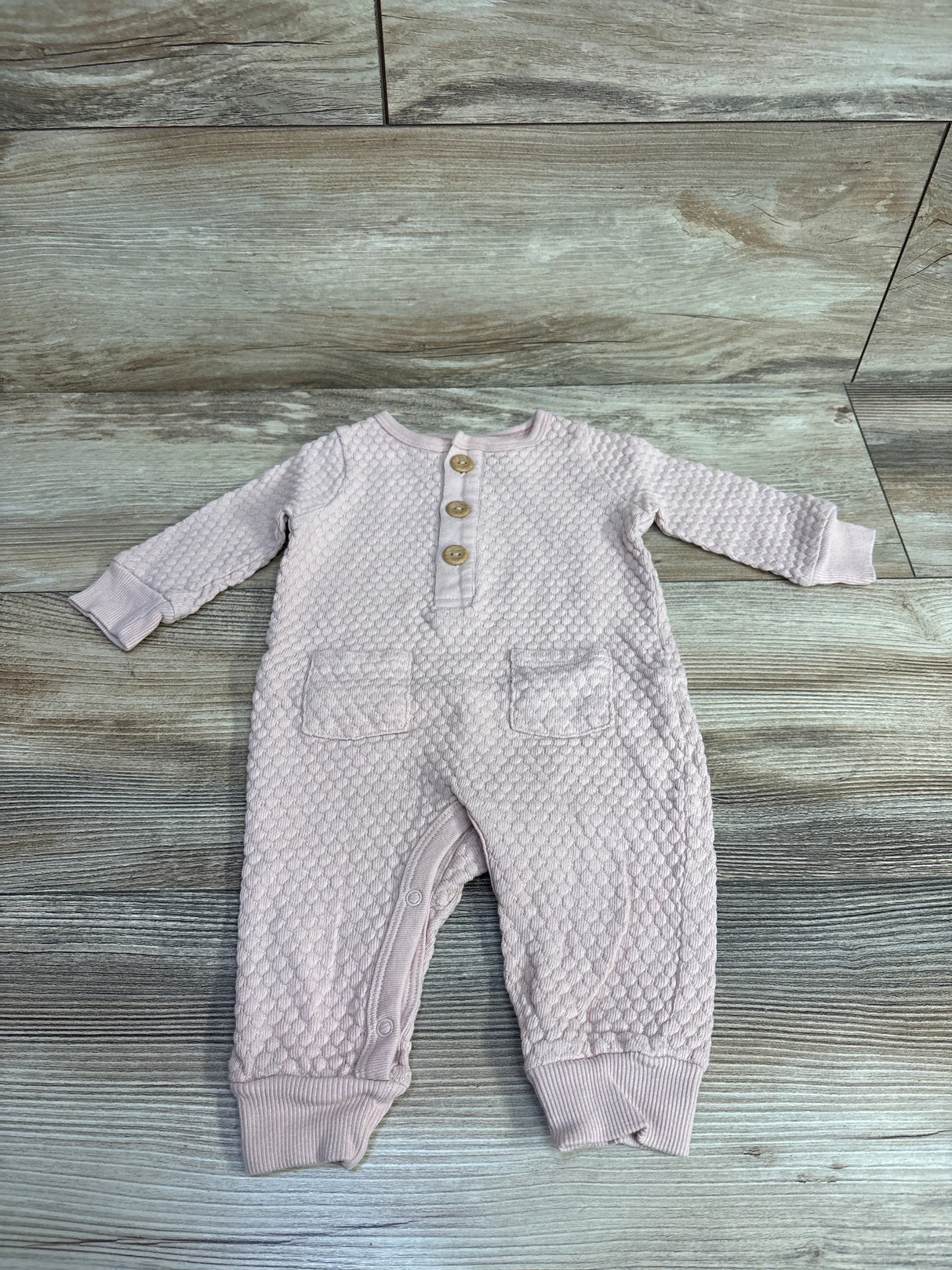 Cloud Island Textured Henley Coverall Pink sz 0-3m