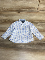 Nautica Sailboat Print Button Up Shirt White sz 24m