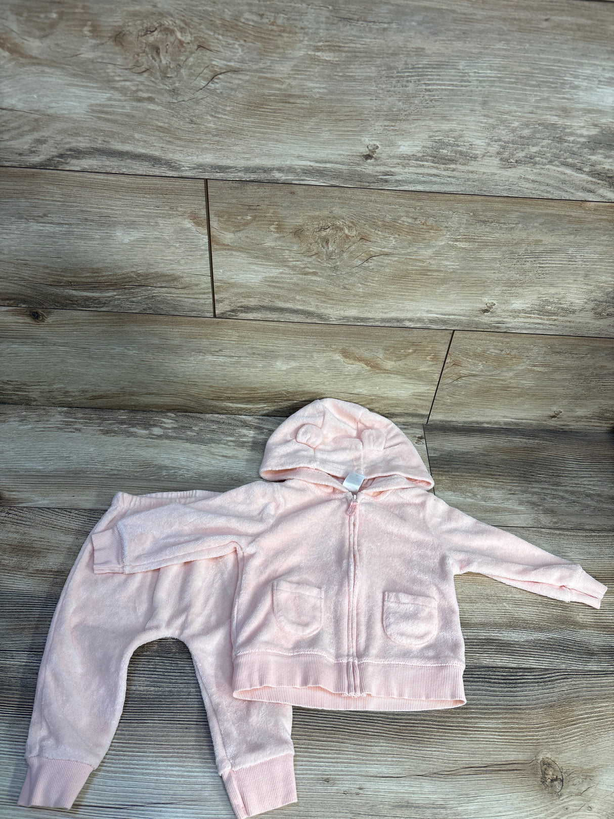 Carter's 2pc Terry Cloth Full Zip Hoodie & Pants Pink sz 9m