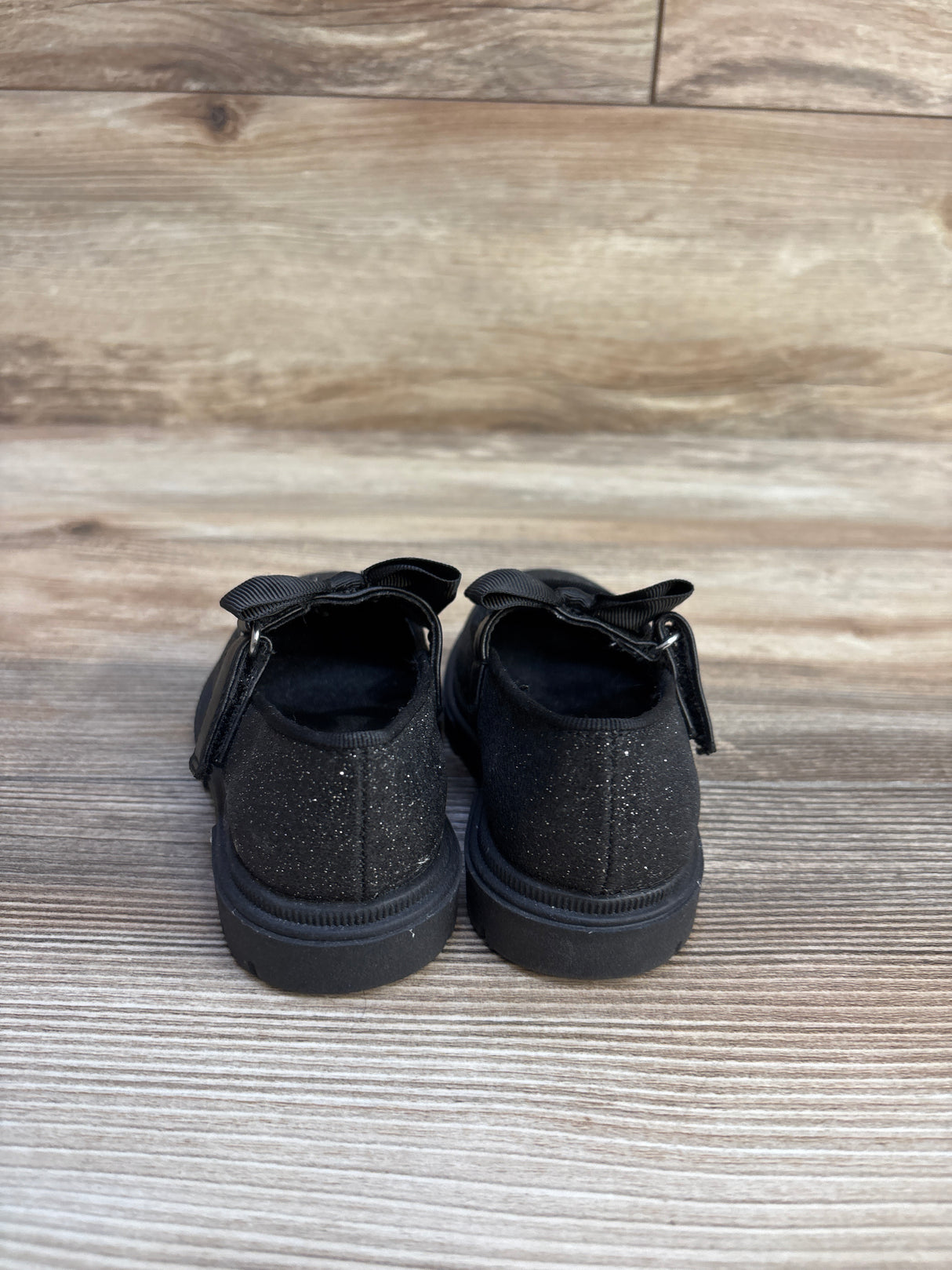 Cat & Jack Kori Lug Sole Mary Jane Flats, Black Glitter sz 6c