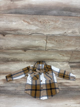 Shein Plaid Button-Up Fleece Flannel Brown sz 12-18m