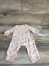 NEW Cat & Jack Floral Smocked Coverall Pink sz 6-9m