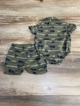 Baby B.U.M. 2pc Button Up Bodysuit & Shorts Green sz 9m