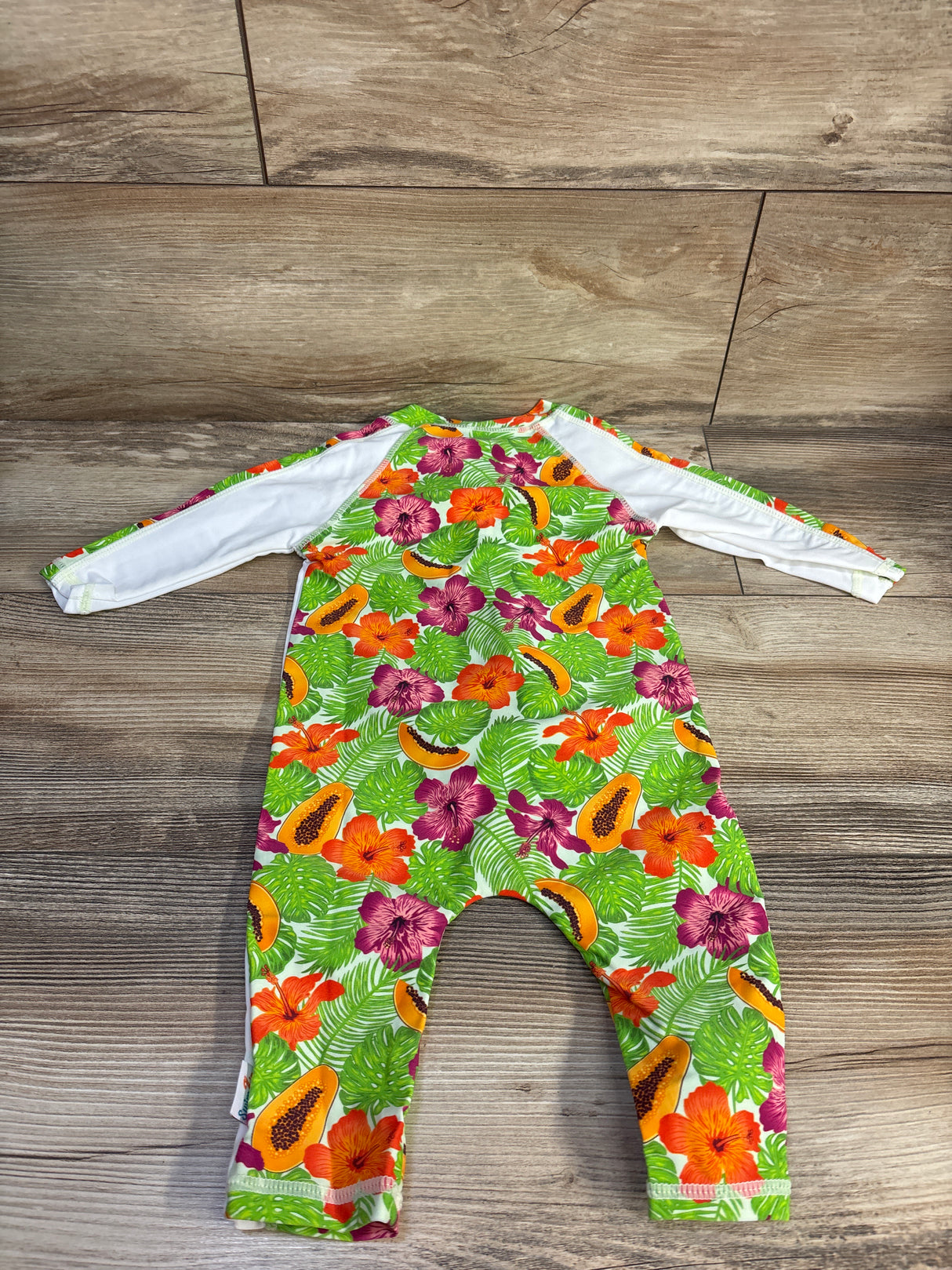 NEW SwimZip Long Sleeve Romper Sunsuit Hibiscus Green sz 6-12m