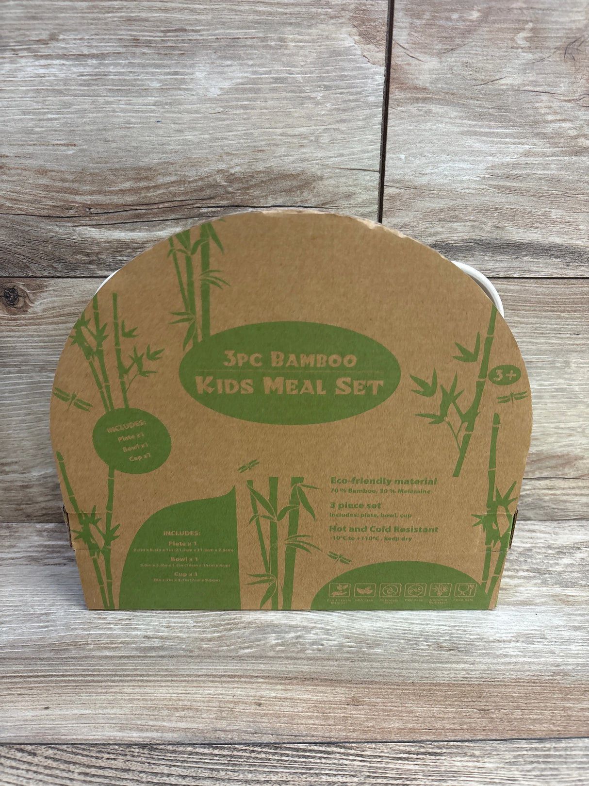 NEW 3pc Bamboo Kids Meal Set 'Hungry'