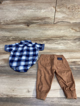 Ben Sherman 2pc Plaid Bodysuit & Pants Blue sz 3-6m