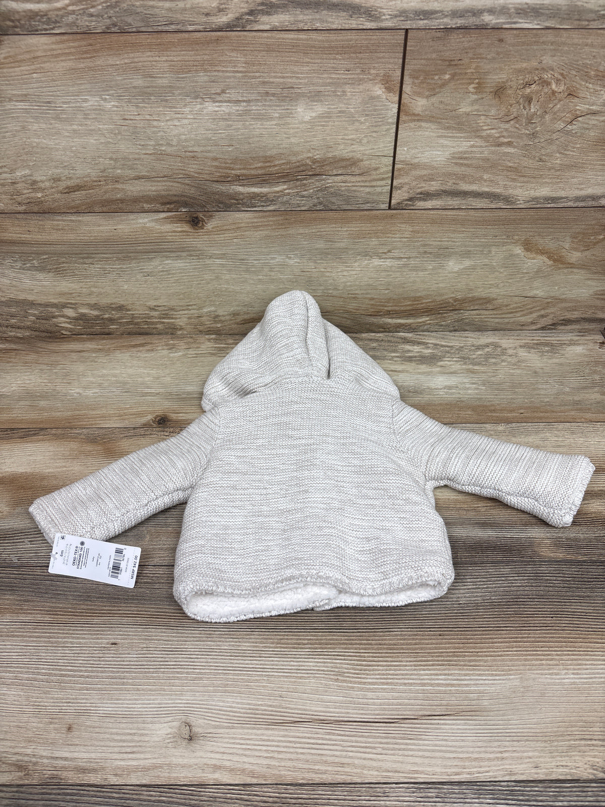 NEW Carter's Sherpa Lined Knit Hooded Button-Up Cardigan Beige sz 6m