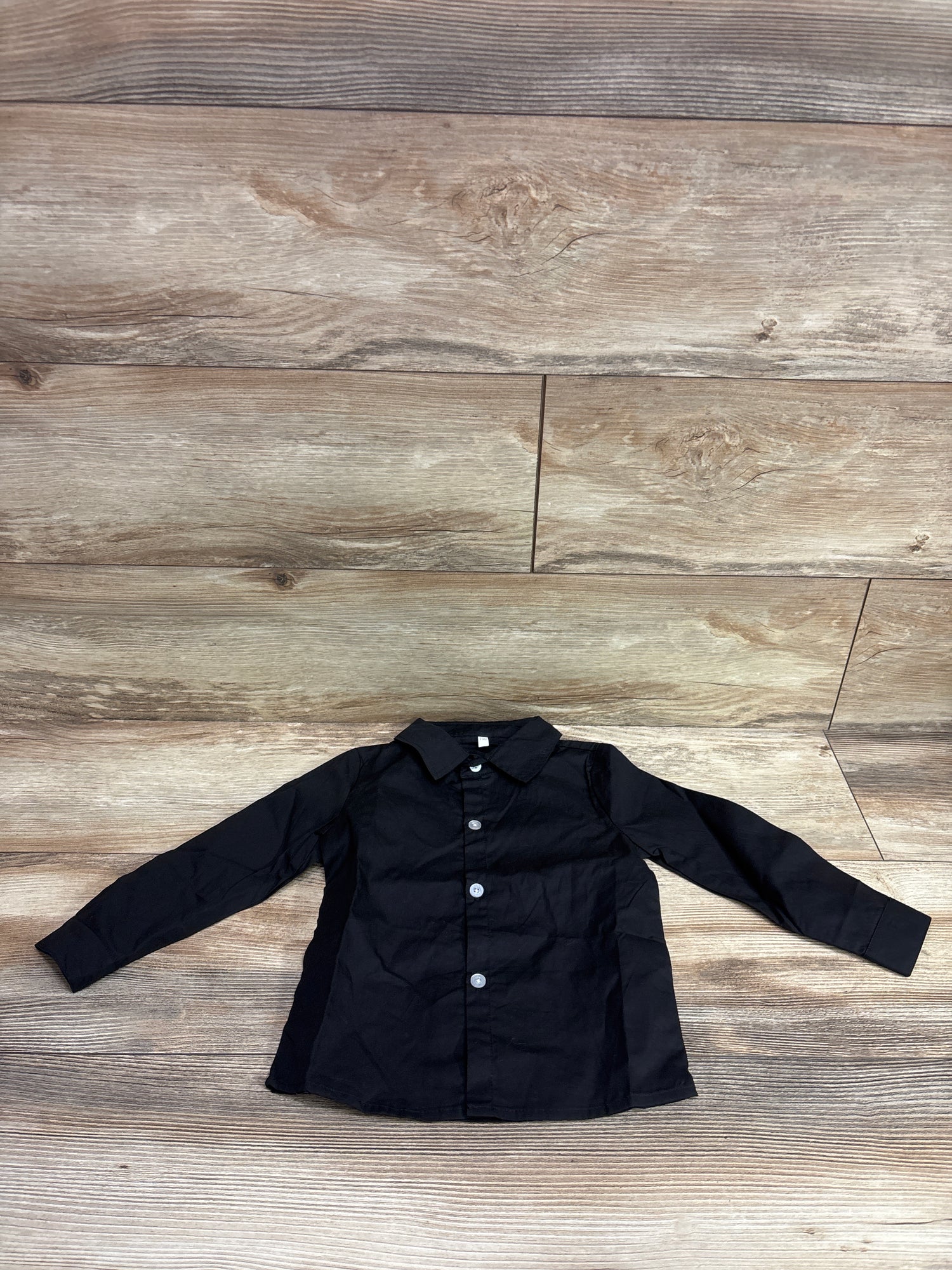 Long Sleeve Button-Up Shirt Black sz 3/4T