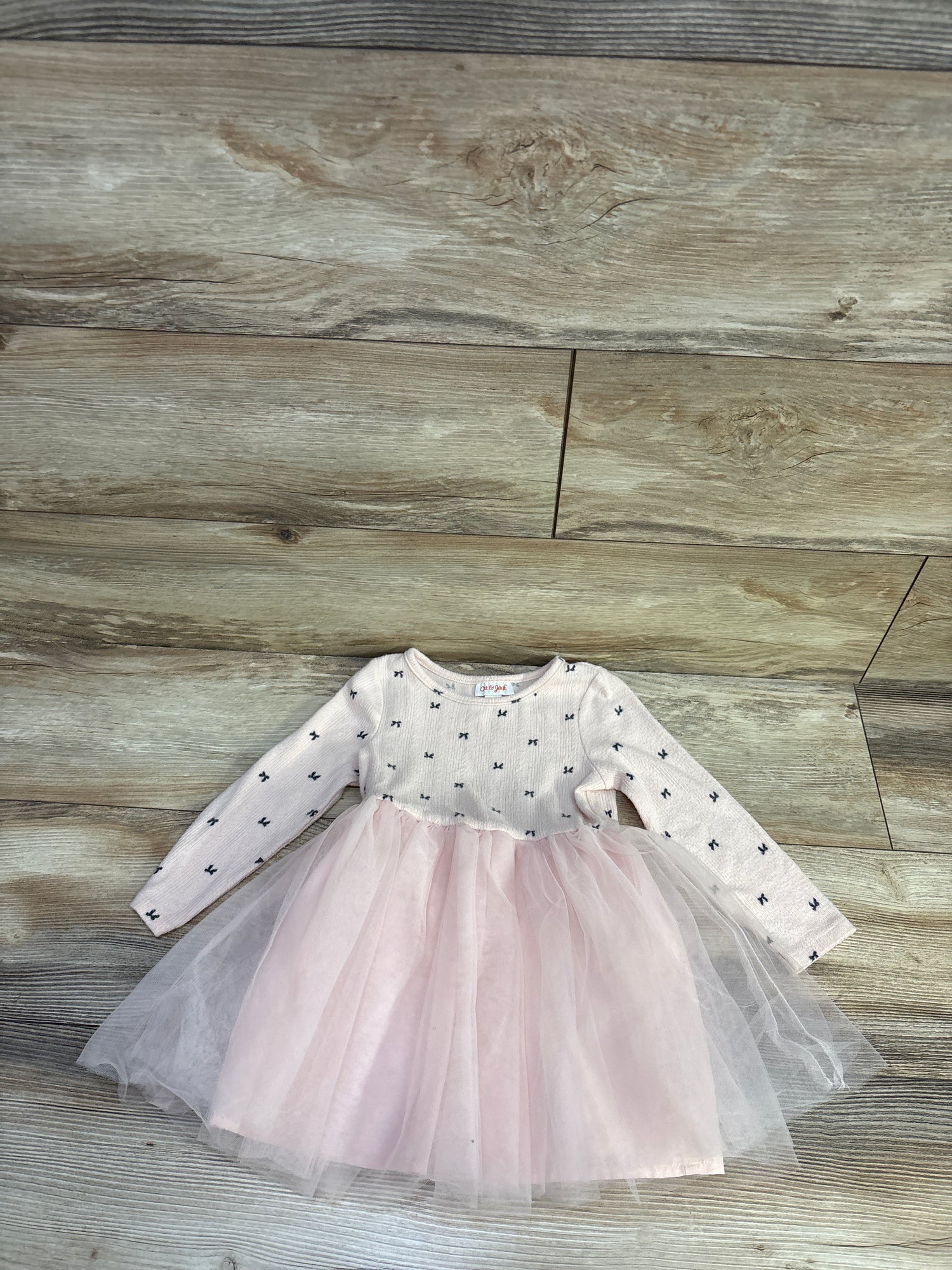 Cat & Jack Long Sleeve Knit Tulle Dress Pink sz 2T