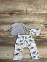 Disney Baby 3pc Welcome Little Stitch Shirt & Bottoms Set Grey sz 0-3m